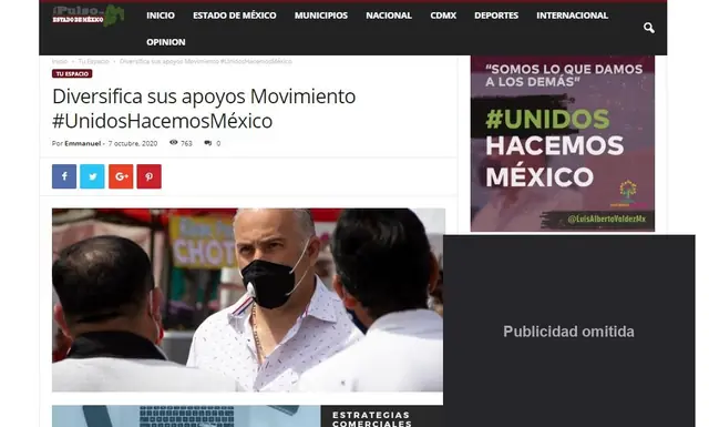 Captura de El Pulso Estado de México: Diversifica sus apoyos Movimiento #UnidosHacemosMéxico