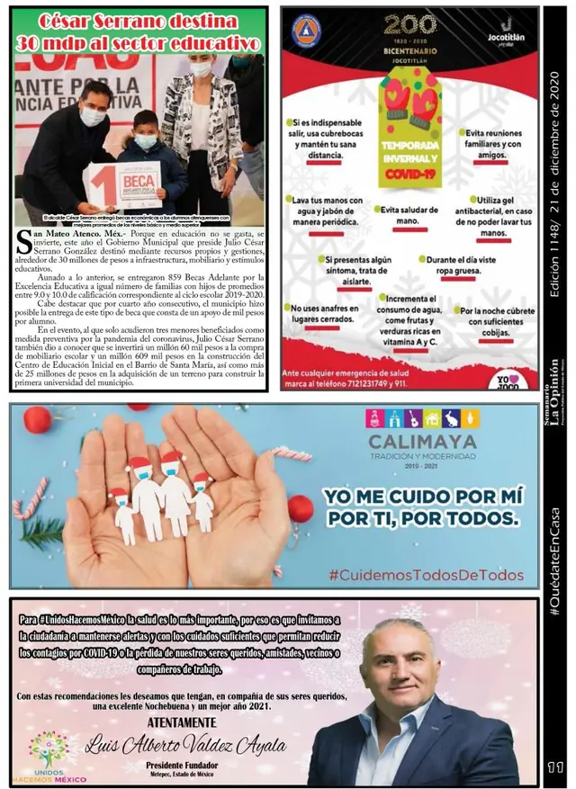 Captura de Semanario La Opinión: Mensaje navideño de #UnidosHacemosMéxico