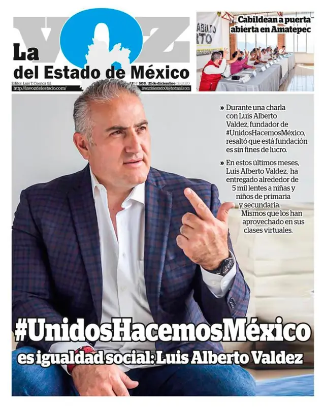 Captura de La Voz del Estado de México: #UnidosHacemosMéxico es igualdad social: Luis Alberto Valdez