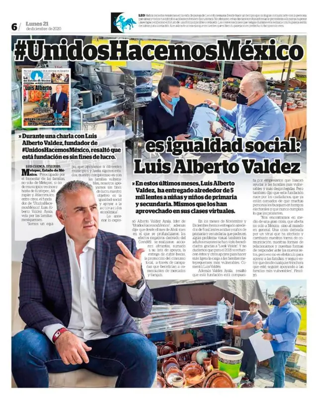 Captura de La Voz del Estado de México: #UnidosHacemosMéxico es igualdad social: Luis Alberto Valdez
