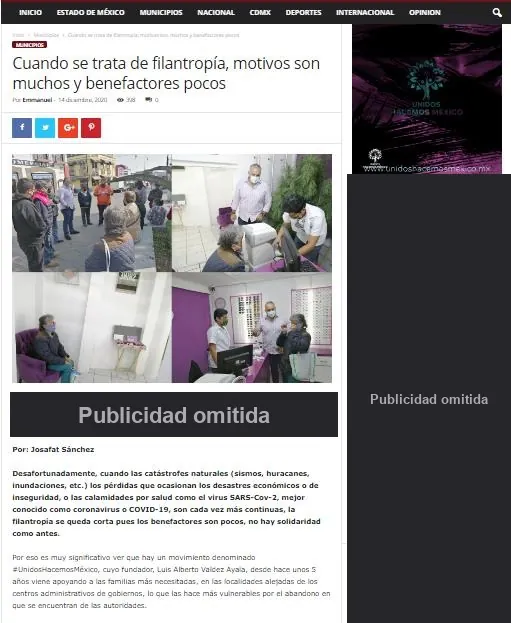 Captura de El Pulso Estado de México: Cuando se trata de filantropía, motivos son muchos y benefactores pocos