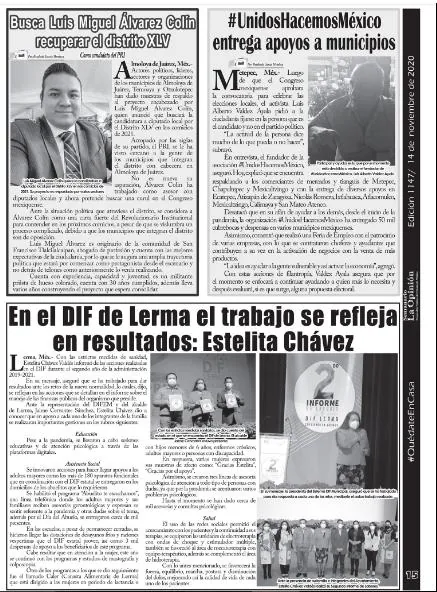 Captura de Semanario La Opinión: #UnidosHacemosMéxico entrega apoyos a municipios