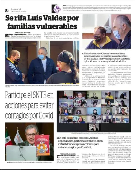 Captura de La Voz del Estado de México: Se rifa Luis Valdez por familias vulnerables