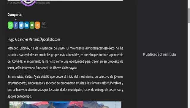 Captura de Apocaliptic: #UnidosHacemosMéxico continúa labor altruista en Metepec por los más necesitados, pese a pandemia