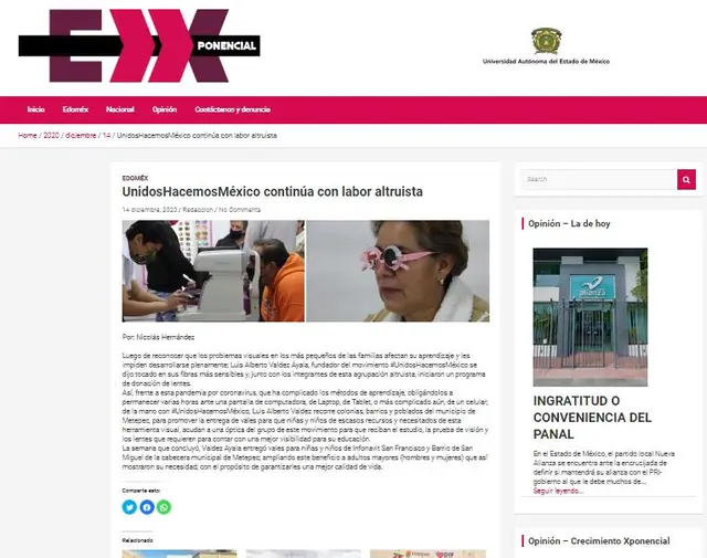 Captura de Exponencial: UnidosHacemosMéxico continúa con labor altruista