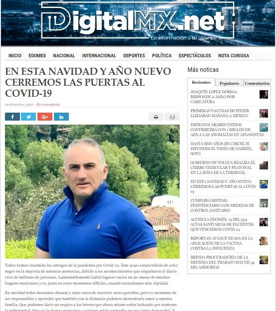 Captura de Digital MX: En esta Navidad y Año Nuevo cerremos las puertas al COVID-19