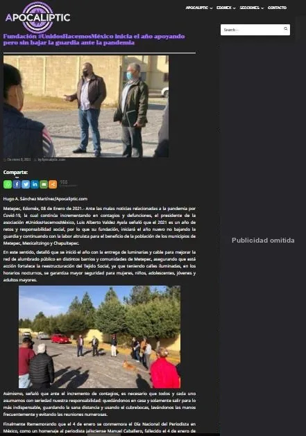Captura de Apocaliptic: Fundación #UnidosHacemosMéxico inicia el año apoyando pero sin bajar la guardia ante la pandemia