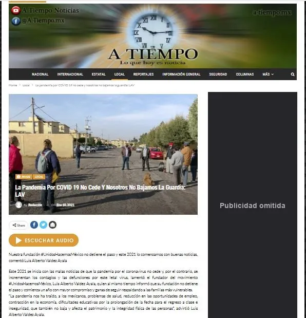 Captura de A Tiempo: La pandemia por COVID 19 no cede y nosotros no bajamos la guardia: LAV